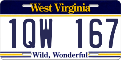 WV license plate 1QW167