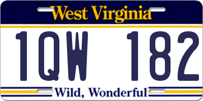 WV license plate 1QW182