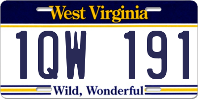 WV license plate 1QW191