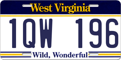 WV license plate 1QW196