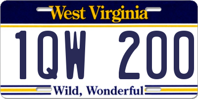 WV license plate 1QW200