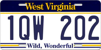 WV license plate 1QW202