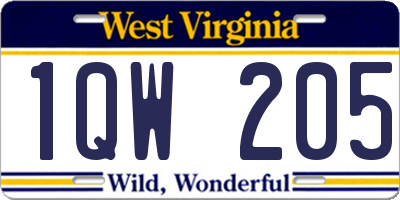 WV license plate 1QW205