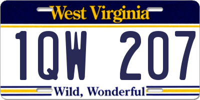 WV license plate 1QW207