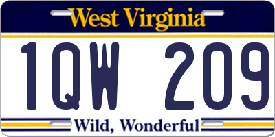 WV license plate 1QW209