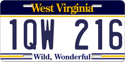 WV license plate 1QW216