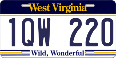 WV license plate 1QW220