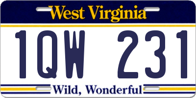 WV license plate 1QW231
