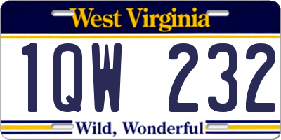WV license plate 1QW232