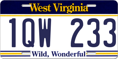 WV license plate 1QW233