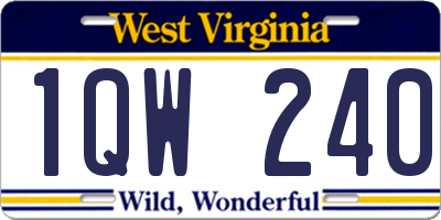 WV license plate 1QW240