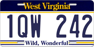WV license plate 1QW242