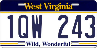 WV license plate 1QW243