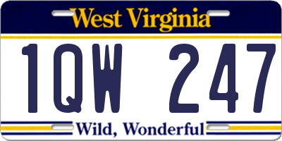 WV license plate 1QW247