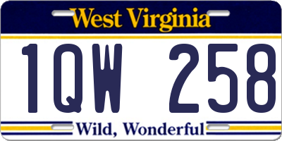 WV license plate 1QW258