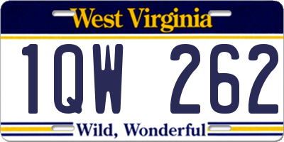 WV license plate 1QW262