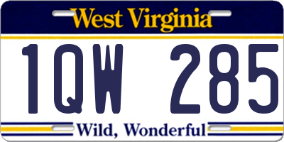 WV license plate 1QW285