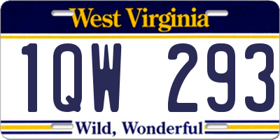 WV license plate 1QW293