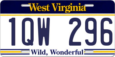 WV license plate 1QW296