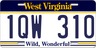WV license plate 1QW310