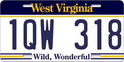 WV license plate 1QW318