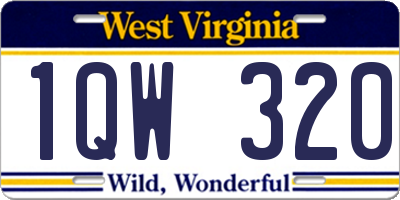 WV license plate 1QW320