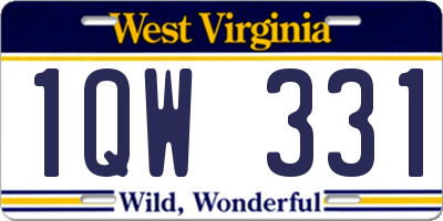 WV license plate 1QW331