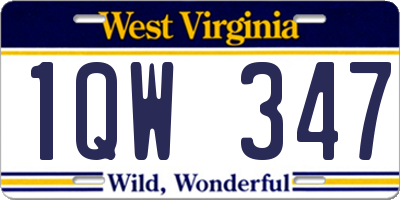 WV license plate 1QW347