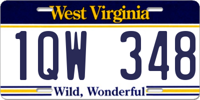 WV license plate 1QW348