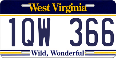 WV license plate 1QW366