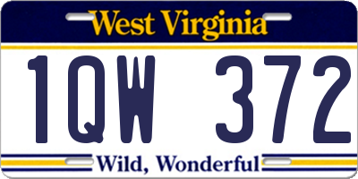 WV license plate 1QW372