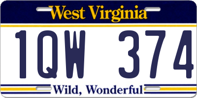 WV license plate 1QW374