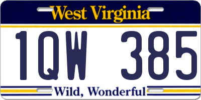 WV license plate 1QW385