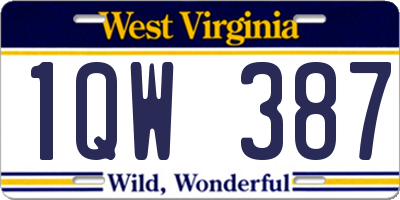 WV license plate 1QW387