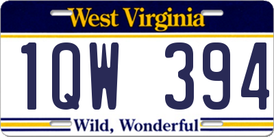 WV license plate 1QW394