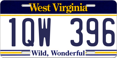 WV license plate 1QW396