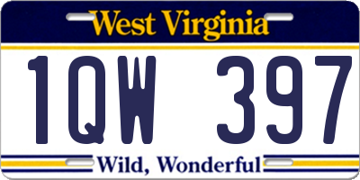 WV license plate 1QW397