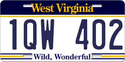 WV license plate 1QW402