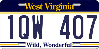 WV license plate 1QW407