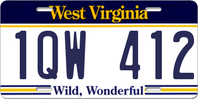 WV license plate 1QW412