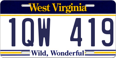 WV license plate 1QW419