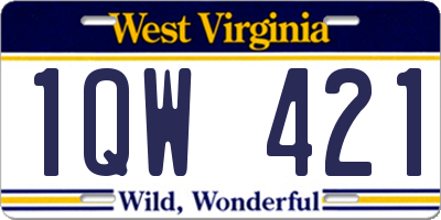 WV license plate 1QW421