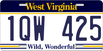 WV license plate 1QW425