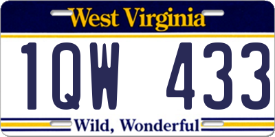 WV license plate 1QW433