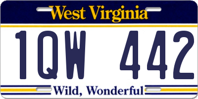 WV license plate 1QW442