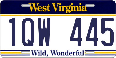 WV license plate 1QW445
