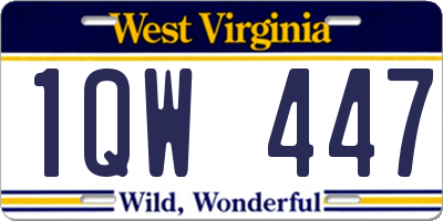 WV license plate 1QW447