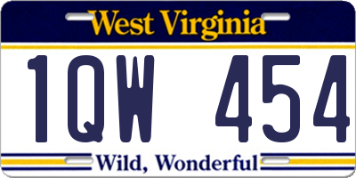 WV license plate 1QW454