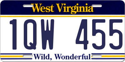 WV license plate 1QW455