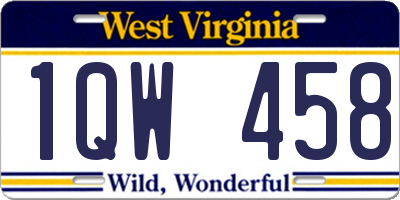 WV license plate 1QW458